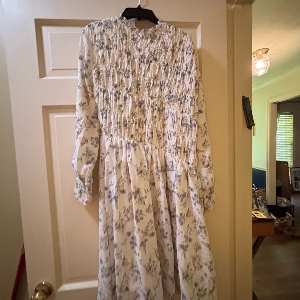 Cream Long Sleeve Mock Neck Sundress